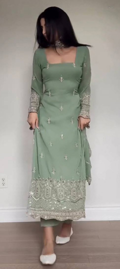 green emerald velvet dress Shop Pastel Green Anarkali Suit Set With Dupatta Online in USA – Pure  Elegance