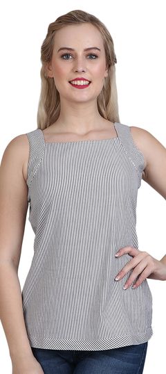 Black and Grey color Tops and Shirts in Cotton fabric with Printed work