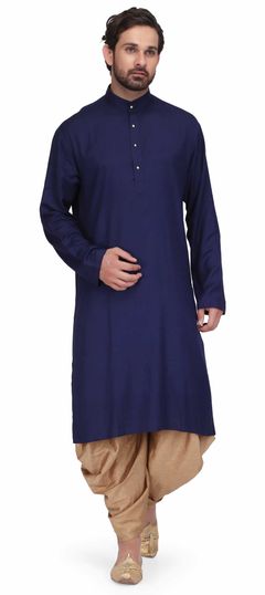 1523188: Blue color Dhoti Kurta in Rayon fabric with Thread work