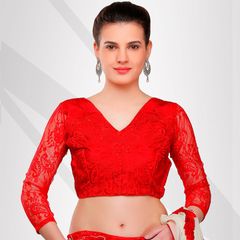 1530561: Red and Maroon color Blouse in Satin Silk, Silk fabric with Embroidered, Thread work