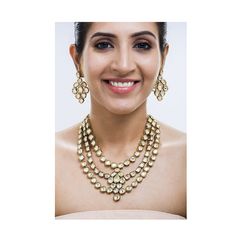 Gold Rodium Polish White and Off White color Necklace in Metal Alloy studded with Kundan