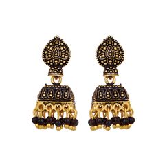 Blue color Earrings in Brass studded with Beads & Gold Rodium Polish : 1538725