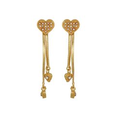 Gold Rodium Polish White and Off White color Earrings in Brass studded with CZ Diamond