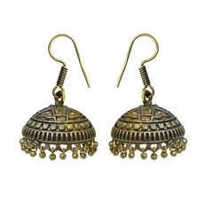 Gold Rodium Polish Gold color Earrings in Brass studded with Beads