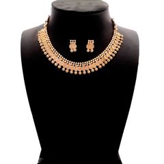 Gold Rodium Polish Gold color Necklace in Metal Alloy studded with Austrian diamond, Kundan