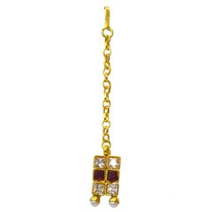 Gold Rodium Polish Red and Maroon, White and Off White color Mang Tikka in Brass studded with CZ Diamond