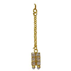 Gold Rodium Polish White and Off White color Mang Tikka in Brass studded with CZ Diamond