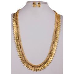 Gold Rodium Polish Green, Red and Maroon color Necklace in Metal Alloy studded with Austrian diamond, Kundan