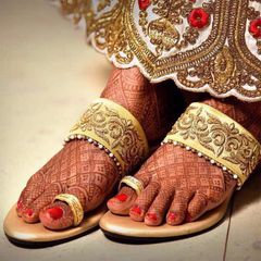 Beige and Brown color Women Shoes in Faux Leather, Silk fabric with Zardozi work