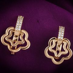 Gold Rodium Polish White and Off White color Earrings in Metal Alloy studded with Austrian diamond
