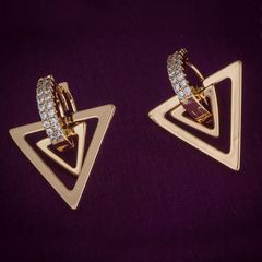 Gold Rodium Polish White and Off White color Earrings in Metal Alloy studded with Austrian diamond