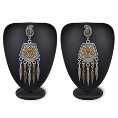 Gold and Silver Rodium Polish Gold, Silver color Earrings in Metal Alloy studded with Kundan