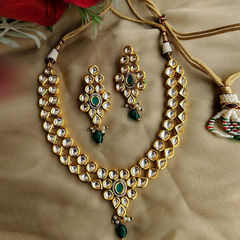 Gold Rodium Polish White and Off White color Necklace in Metal Alloy studded with Pearl