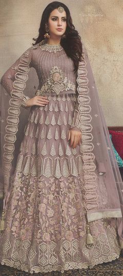 Pink and Majenta color Lehenga in Net fabric with Embroidered, Mirror, Resham, Stone, Thread work