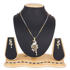 Gold and Silver Rodium Polish Pink and Majenta color Pendant in Metal Alloy studded with CZ Diamond