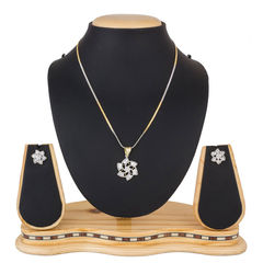 Gold and Silver Rodium Polish Gold and Silver color Pendant in Metal Alloy studded with CZ Diamond