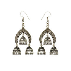 Gold and Silver Rodium Polish White and Off White color Earrings in Brass studded with Beads