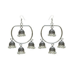 Gold and Silver Rodium Polish White and Off White color Earrings in Brass studded with Beads