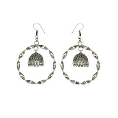 Gold and Silver Rodium Polish White and Off White color Earrings in Brass studded with Beads