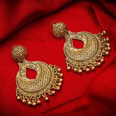 Gold color Earrings in Metal Alloy studded with Beads & Gold Rodium Polish : 1575501