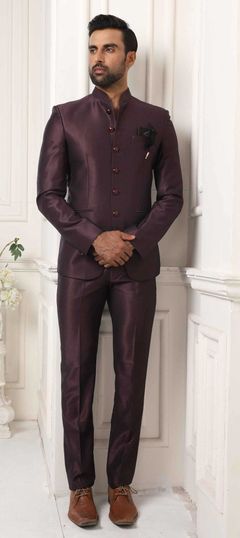 Red and Maroon color Jodhpuri Suit in Imported fabric with Broches work