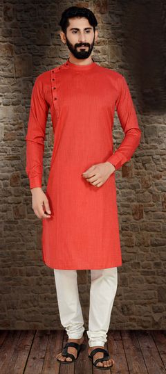 Red and Maroon color Kurta Pyjamas in Cotton fabric with Resham, Thread work