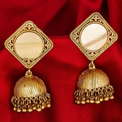 Gold color Earrings in Metal Alloy studded with Beads & Gold Rodium Polish : 1581819