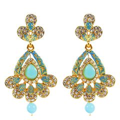 Blue color Earrings in Metal Alloy studded with Austrian diamond & Enamel : 1583565