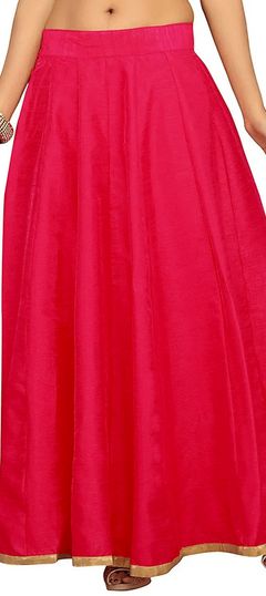 Casual Pink and Majenta color Skirt in Dupion Silk fabric with A Line Lace work : 1592053