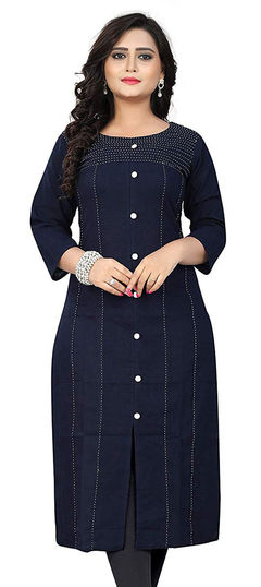 Black and Grey color Kurti in Rayon fabric with Thread work