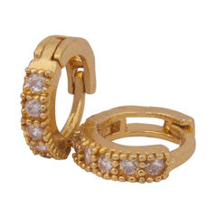Gold Rodium Polish White and Off White color Earrings in Metal Alloy studded with CZ Diamond