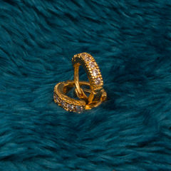 Gold Rodium Polish White and Off White color Earrings in Metal Alloy studded with CZ Diamond