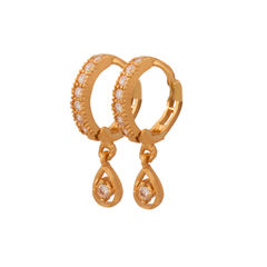 Gold Rodium Polish White and Off White color Earrings in Metal Alloy studded with CZ Diamond
