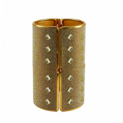 Gold Rodium Polish Gold color Bracelet in Brass studded with Kundan