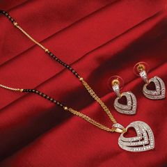 Gold Rodium Polish Gold color Mangalsutra in Metal Alloy studded with CZ Diamond