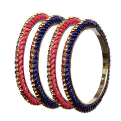 Gold Rodium Polish Multicolor color Bangles in Brass studded with CZ Diamond, Kundan