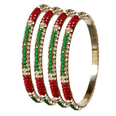 Gold Rodium Polish Multicolor color Bangles in Brass studded with CZ Diamond, Kundan