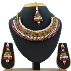 Gold Rodium Polish Multicolor color Necklace in Metal Alloy studded with CZ Diamond