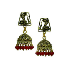 Gold Rodium Polish Gold color Earrings in Brass studded with Beads