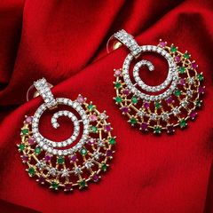 Gold Rodium Polish Multicolor color Earrings in Metal Alloy studded with Austrian diamond