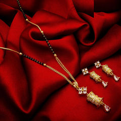 White and Off White color Mangalsutra in Metal Alloy studded with Austrian diamond & Gold Rodium Polish : 1609911