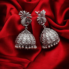 Silver Rodium Polish Silver color Earrings in Metal Alloy studded with Pearl