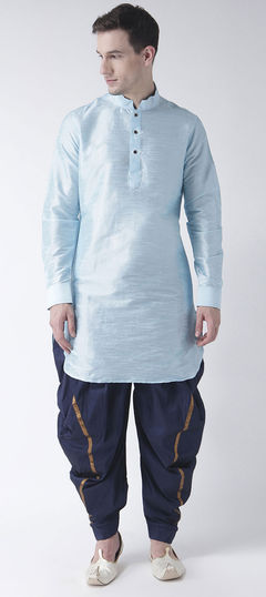 Blue color Dhoti Kurta in Dupion Silk fabric with Thread work