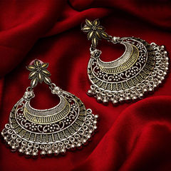 Silver Rodium Polish Silver color Earrings in Metal Alloy studded with Beads