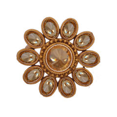 Beige and Brown color Ring in Brass studded with CZ Diamond & Gold Rodium Polish : 1615206