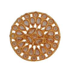 Beige and Brown color Ring in Brass studded with CZ Diamond & Gold Rodium Polish : 1615219