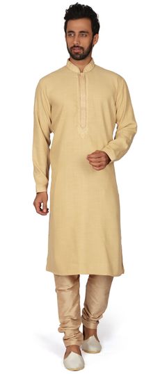 Yellow color Kurta Pyjamas in Silk fabric with Embroidered, Resham, Stone, Thread work