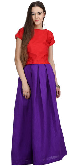 Purple and Violet, Red and Maroon color Tunic with Bottom in Dupion Silk fabric with Thread work