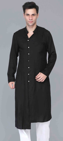 Black and Grey color Kurta in Rayon fabric with Thread work