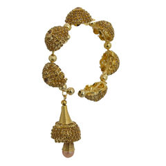 Beige and Brown color Bracelet in Brass studded with CZ Diamond & Gold Rodium Polish : 1620769